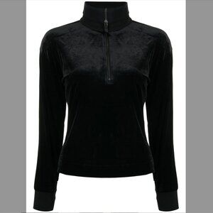 Spanx Black Velvet Half-Zip Pullover NWT